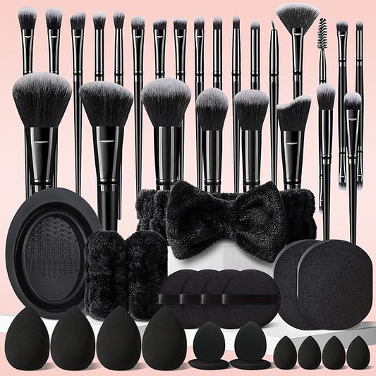 47Pcs Black Makeup Brushes Set Professional Makeup Kit Multi-functional Makeup Tool Set with Facial Makeup Accessories, Foundation Makeup Brush Kit Eye and Face Make up Brushes & Tools-GlimoraGlow