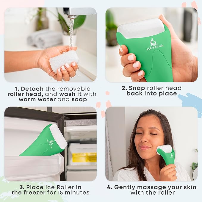Ice Roller for Face & Eye Puffiness Relief 2 in 1 Set - Therapeutic Facial Massager for Beauty - Cooling Face Rollers for Women - Tone & Tighten Your Damaged Skin - Reduce Wrinkles-GlimoraGlow
