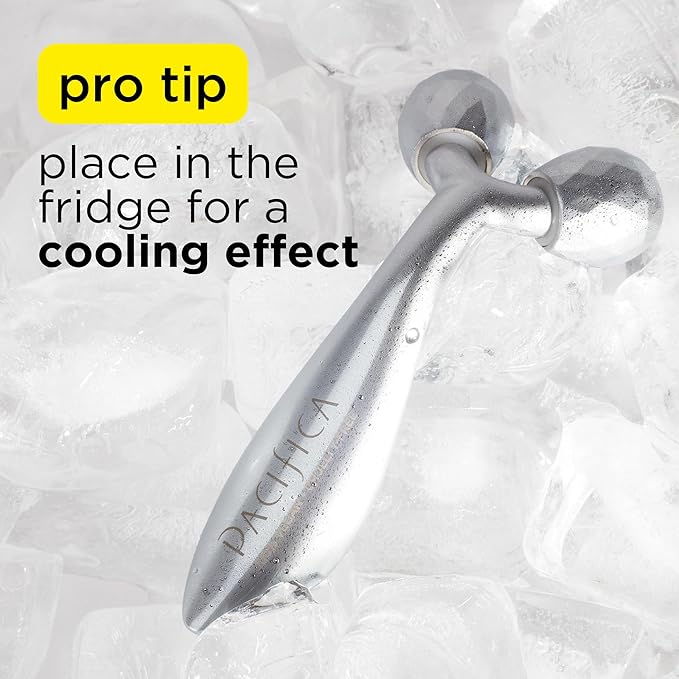 Pacifica Future Youth Stainless Steel Face Roller – Cooling Dual Gua Sha Facial Massager for Sculpting, Contouring & De-Puffing – Anti-Aging Skin Care Tool for Wrinkles & Fine Lines Lymphatic Drainage-GlimoraGlow