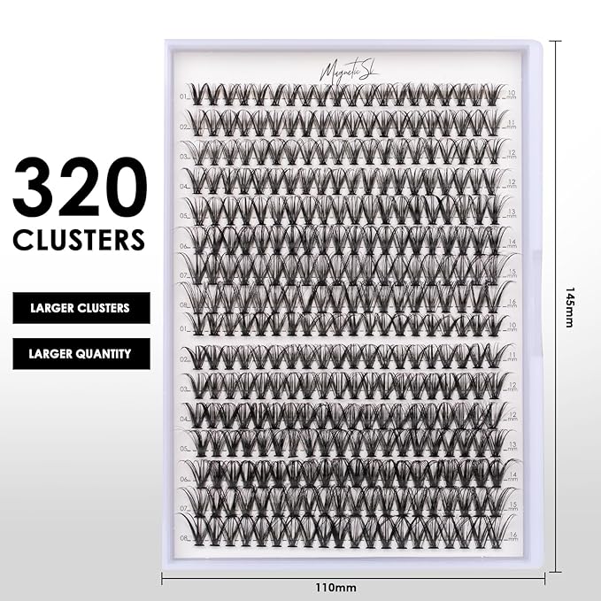 Lash Clusters 320pcs Individual Lashes 30D&40D DIY Lash Extensions D Curl Lash Clusters False Eyelashes Natural Look 10-16mm Mix Cluster Eyelash Extensions EASY TO USE (30D+40D-0.07D)-GlimoraGlow