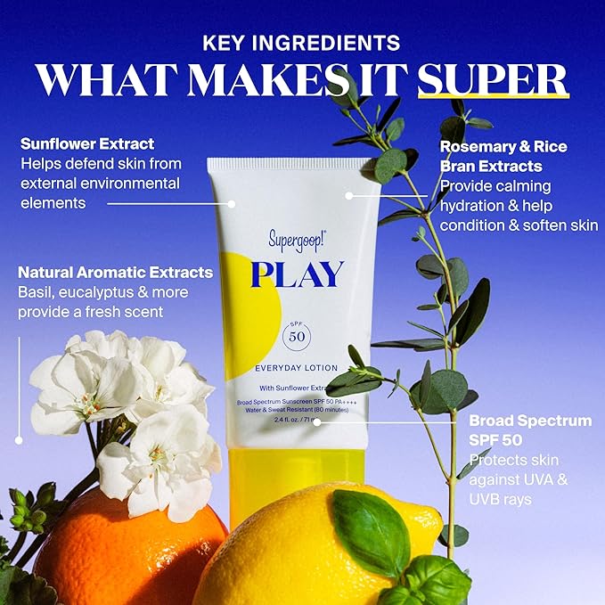 Supergoop! PLAY Everyday Lotion SPF 50 - Broad Spectrum Body & Face Sunscreen - Great for Active Days - Fast Absorbing, Water & Sweat Resistant - 18 fl oz - 2 Pack-GlimoraGlow