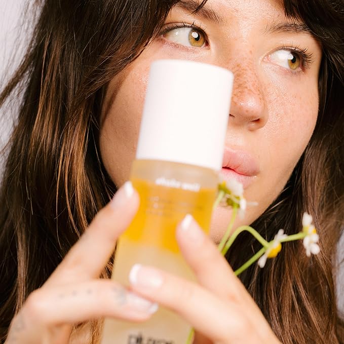 | PLUXOS 47 | SUNSCREEN + SKINCARE SPF 47 FACE MIST SPRAY (Peach) | SUN DEFENSE COMPLEX CARE | Apply Over Makeup, Broad Spectrum, Clear, Light, Vegan, Hydrate, Fight Acne, Anti-Aging, Cell Repair-GlimoraGlow