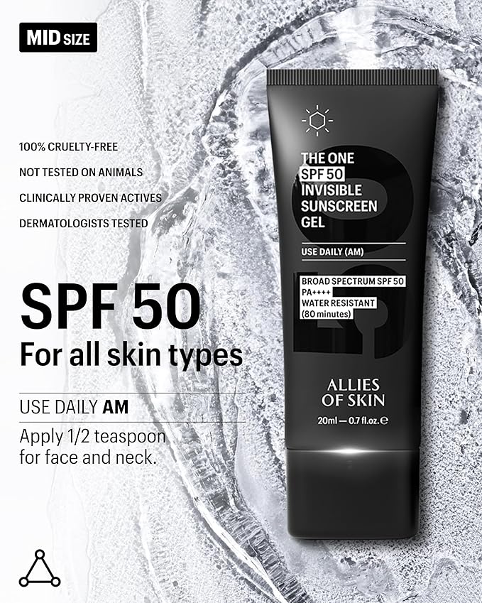 Allies of Skin Daily Face Sunscreen SPF 50, Travel Size | Zero White Cast Lightweight Formula | Dermatologist Tested Under Makeup Primer| Water-Resistant & PA++++ Broad Spectrum UVA/UVB (0.7 oz)-GlimoraGlow