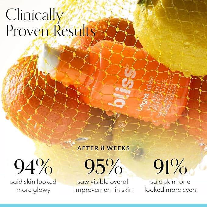 Bliss Vitamin C + Tri-Peptide Bright Idea Serum – 15% Brightening + Barrier Boost Complex for Radiant, Firm Skin – Anti-Aging Face Serum Boosts Collagen & Elasticity - 1 fl oz-GlimoraGlow