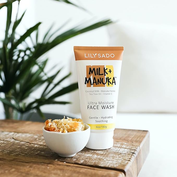 LILY SADO MILK+MANUKA™ Coconut Milk & Manuka Honey Cream Face Cleanser – Natural Ultra Moisturizing Facial Wash Cleanses, Balances, Soothes & Hydrates - Large 6oz-GlimoraGlow