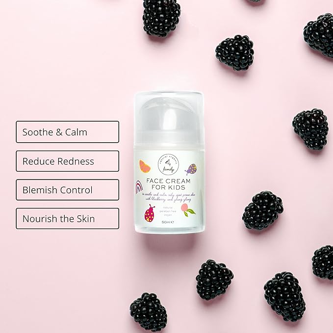 Gentle Face Cream Moisturizer for Kids and Preteens – Nourishing and Calming for All Skin Types – Natural Ingredients: Hyaluronic Acid and Vitamin E - Made in UK 50ml-GlimoraGlow