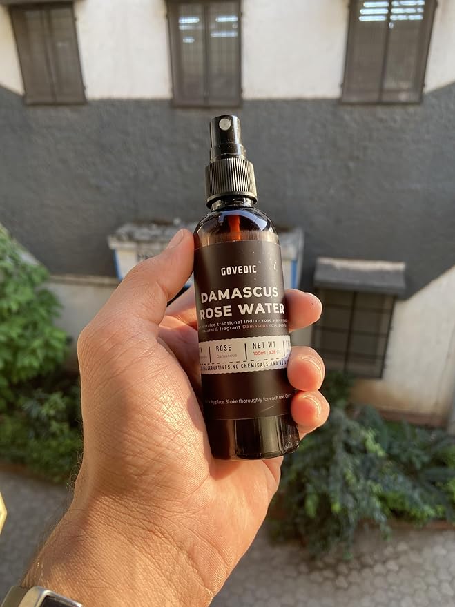 Govedic Rose Water Spray for Face Made with Damask Rose Petals, All-Natural Formula, No Dyes or Alcohol, Suitable for All Skin & Hair Types 100ml 3.38 Oz-GlimoraGlow