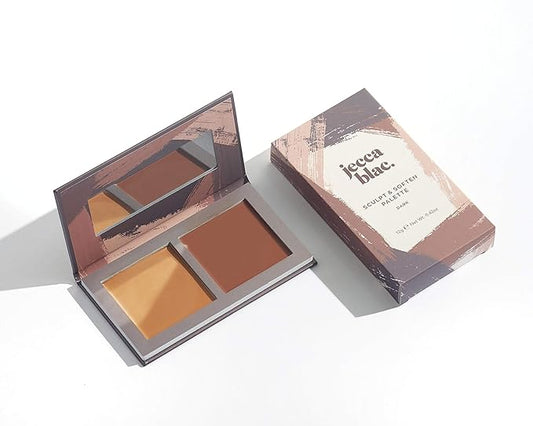 Jecca Blac Sculpt and Soften Contour Palette, Creamy Formula with Natural Finish, Medium Coverage, Gender Neutral and LGBTIQA+ Inclusive Make Up, Dark, 12g-GlimoraGlow