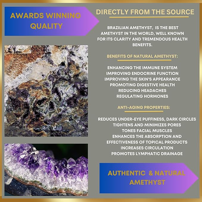 100% Authentic Amethyst Mother's day Gift Set Amethyst Eye Mask Amethyst Jade Roller & Gua Sha Set Facial Mask Instant Puffiness promote relaxation and relief stress.-GlimoraGlow