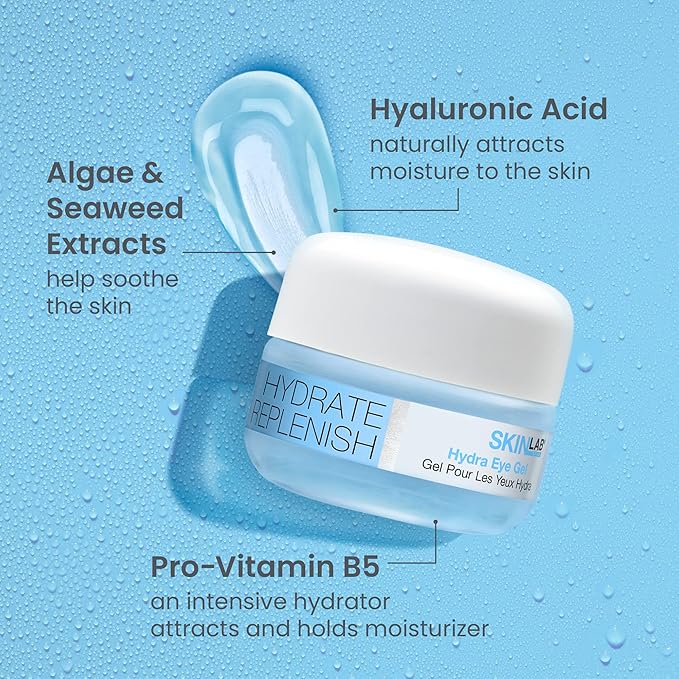 Hydrate& Replenish EYE CREAM- Gel Hydrator-Cream with Hyaluronic Acid & Marine Extracts, attracts moisture to the skin Algae And Seaweed Extracts to revitalize dull looking skin 0.5 Oz-GlimoraGlow