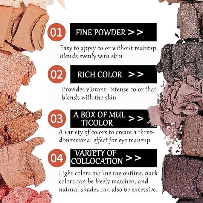 2 Pcs 12 Colors Eye Shadow Palette,Nude Matte Smokey Shimmer Glitter Eyeshadow Palette,Blendable Rich Colors,Waterproof Beauty Makeup Palette Kit with Double-Ended Makeup Brush(A+B)-GlimoraGlow