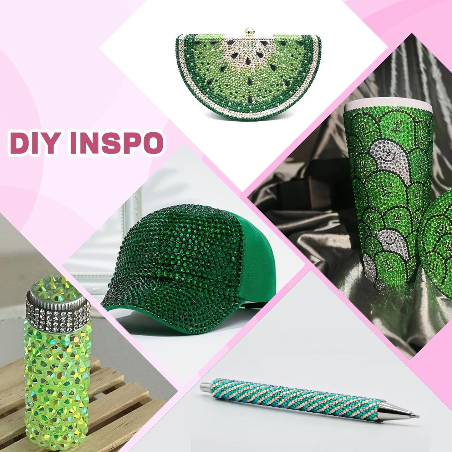 20000Pcs Green Rhinestones for Bedazzling with 1Pcs B7000 Jewelry Glue, Resin Rhinestones for Crafting Crafts DIY, Bedazzler Kit Gems for Clothing Shoes Tumblers Nail Art Assorted Size 3/4/5/6mm-GlimoraGlow