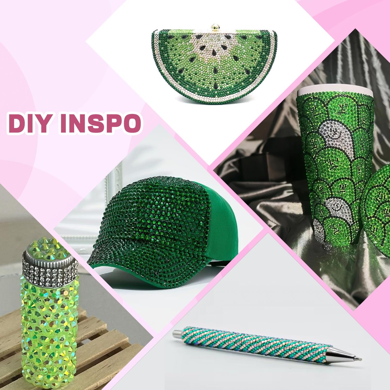 20000Pcs Green Rhinestones for Bedazzling with 1Pcs B7000 Jewelry Glue, Resin Rhinestones for Crafting Crafts DIY, Bedazzler Kit Gems for Clothing Shoes Tumblers Nail Art Assorted Size 3/4/5/6mm-GlimoraGlow