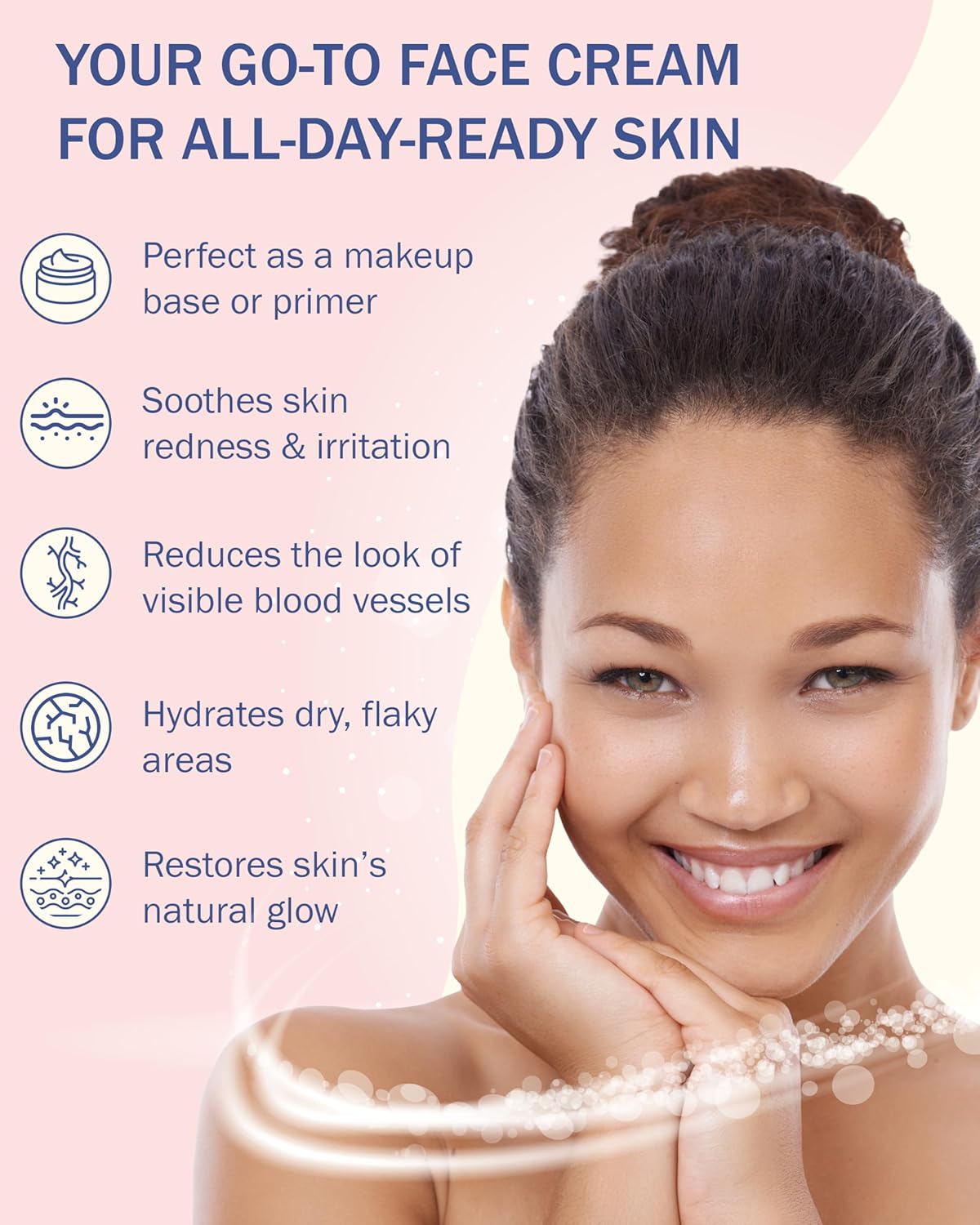 Rosacea Treatment for Face Skincare Cream for Women & Men (Pack of 1) - Gentle Moisturizer Redness Reducing Skin Care - with Aloe Vera & Hyaluronic Acid - Day-Night, Made in USA (2.25 fl. oz.)-GlimoraGlow