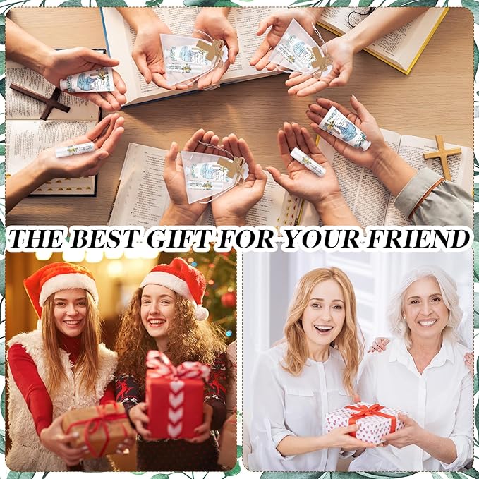 144 Pcs Christian Lip Balm Hand Cream Set Party Favors, Include 36 Bible Lip Balm 36 Moisturizing Hand Cream 36 Bags 36 Cards and Ropes for Accessories Gifts (Biblical, Cross)-GlimoraGlow