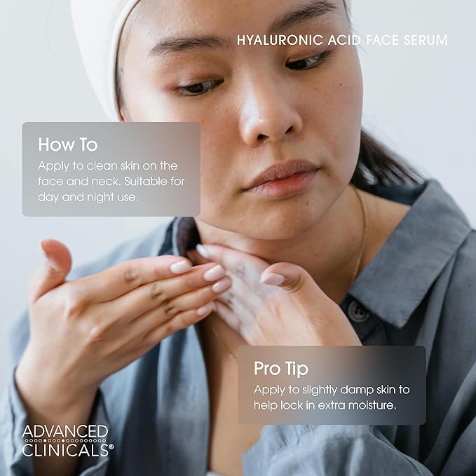 Advanced Clinicals Hyaluronic Acid Serum For Face | Moisturizing Facial Skin Care Products | Hydrating Serum For Face Helps Improve Look Of Wrinkles, Fine Lines, & Uneven Dry Skin Texture, 1.75 Fl Oz-GlimoraGlow