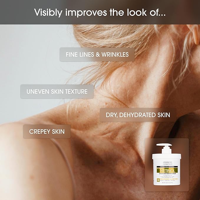 Advanced Clinicals Retinol Cream + Hyaluronic Acid Lotion Face & Body Skin Care. Anti Aging Dry Skin Rescue Creams Reduce Appearance Of Wrinkles, Fine Lines, & Sagging Skin, 16 Oz (Pack of 2)-GlimoraGlow