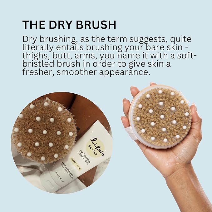 Life's Butter Anti-Cellulite Cream with L-Carnitine, Coenzyme Q10 | Skin Smoothening Natural Product | Fights Cellulite and Stretch Marks | 6 fl oz (Scent-Free) + Dry Brush-GlimoraGlow