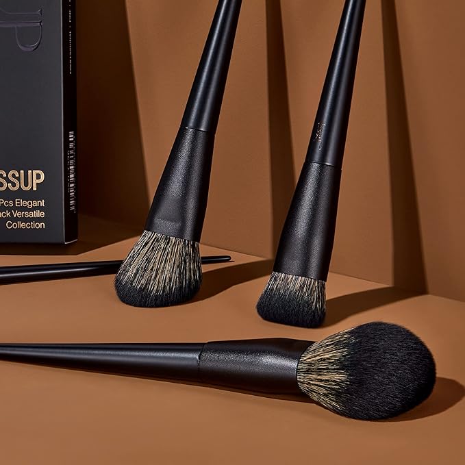 Makeup Brushes Set Jessup Make up Brushes 14Pcs Black Kabuki Foundation Eyeshadow Contour Concealer Powder Eyeliner Crease Eyebrow Blending Brush, T336-GlimoraGlow