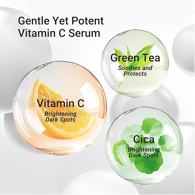 Meebak Korean Vitamin C Serum | Brightening Dark Spot Remover | Soothing Anti Aging & Skin Brightening w/Centella Asiatica, Panthenol, & Adenosine-GlimoraGlow