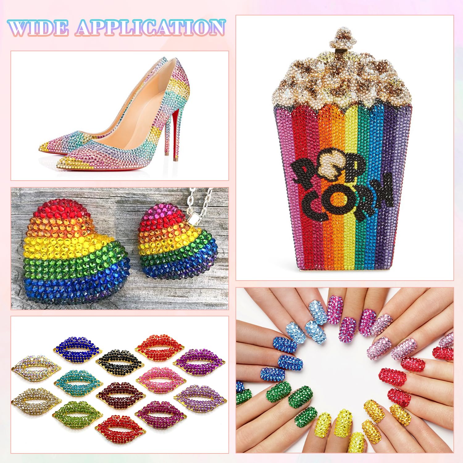 12600Pcs Resin Rhinestones with 3Pcs B7000 Jewelry Glue for Crafting, Multicolors 4mm Non Hotfix Flatback Gems, Bedazzling Crystal for DIY Crafts Clothing Tumblers Mugs Shoes Fabric Decor Nail Art-GlimoraGlow