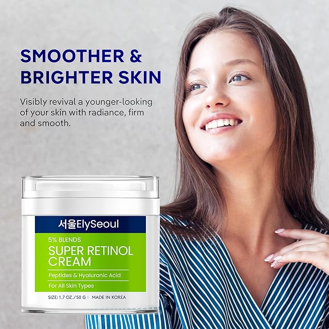 Retinol Cream for Face Korean Skincare: Anti-Aging Collagen Peptides & Hyaluronic Acid Face Cream for Women, 1.7 oz.-GlimoraGlow