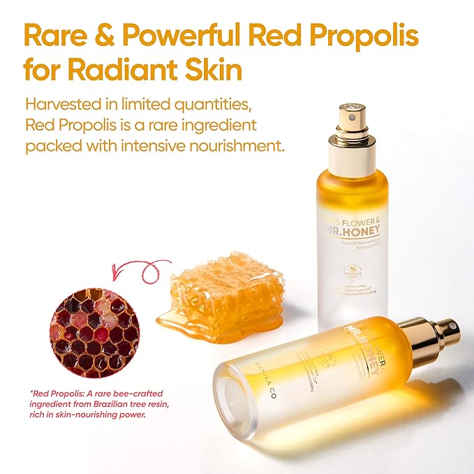 BANILA CO Miss Flower & Mr Honey Propolis Ampoule Mist | Nourishing Skin Double Layer & Moisturizing Makeup Fixer Setting Spray | Hydration Boost, Radiant Glow Serum (99ml / 3.34 fl oz)-GlimoraGlow