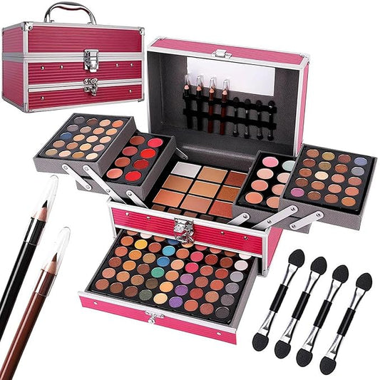132 Color All In One Makeup Kit,Professional Makeup Case,Makeup Set for Teen Girls,Makeup Palette,Multicolor Eyeshadow Kit (006N1-Pink)-GlimoraGlow