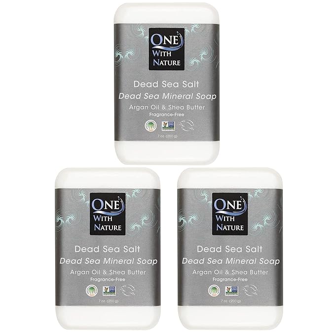 One With Nature Dead Sea Salt Soap 7oz 3-Pack – Purifying and Exfoliating Soap Bar with Dead Sea Minerals for Face & Body, for Men & Women-GlimoraGlow