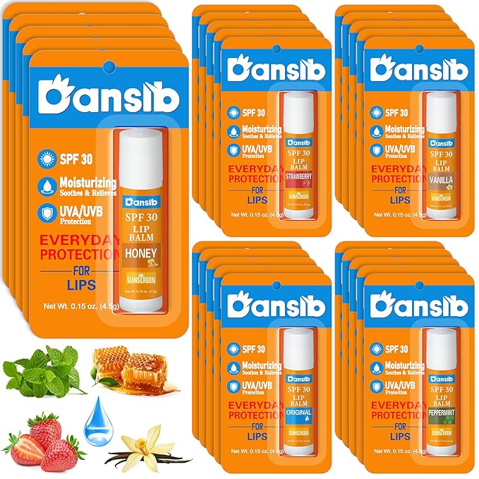 10 Pcs Sunscreen Lip Balms Bulk SPF 30 Lip Balms Stick with Sunscreen Employee Staff Appreciation Gifts Bulk Team Coworkers Christmas Party Gifts for Outdoor Travel Beach-GlimoraGlow