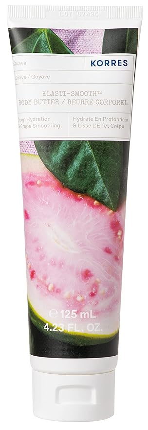 KORRES Elasti-Smooth Body Butter Cream, Dry Skin Lotion with Shea Butter and Almond Oil, Moisturizing, Firming, Tightening and Hydrating After Shower Care For Women & Men, Guava Fragrance, 4.23 Fl Oz-GlimoraGlow