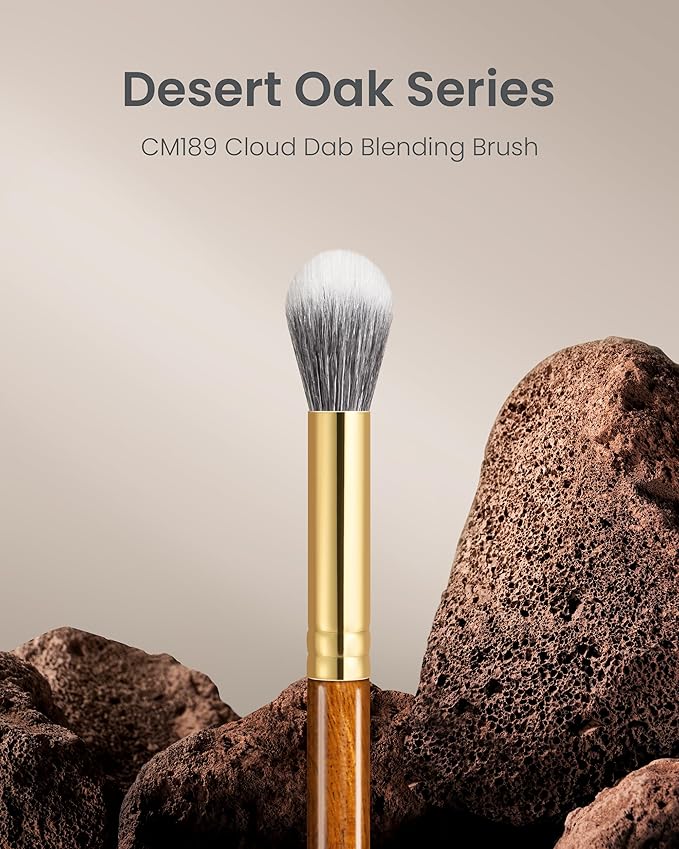 Desert Oak Series Dual Wool Highlighter Brush - Round Dome Goat Hair for Targeted Glow, Powder/Cream Highlight, Bubinga Handle (CM 189)-GlimoraGlow