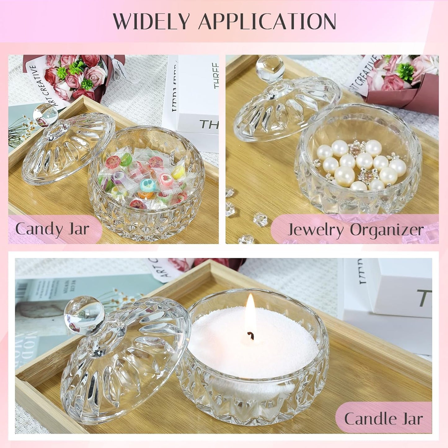 Body Powder Puff and Container, Crystal Dusting Powder Container with Puffs, Ridged-Lid Body Powder Jar with 2 Washable Reusable Soft Powder Puffs (Large Size)-GlimoraGlow