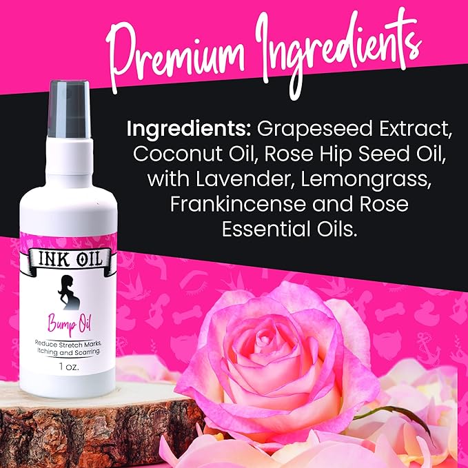 Ink Oil Bump Oil Stretch Mark Treatment | Baby Bump Essentials | Scar Removal | Pregnancy Must Haves First Trimester | Maternity Care | Ink - Bio Oil Stretch Marks Pregnancy | Advanced Skincare-GlimoraGlow