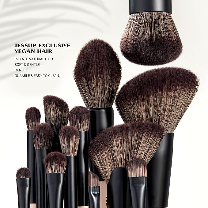 Jessup Makeup Brushes Set 7pcs Double Sided Makeup Brushes for Foundation Concealer Blush Eyeshadow Contour Bronzer Powder Blending Eyebrow Eyeliner, Cruelty-Free Make up Brushes Peach Dust T600-GlimoraGlow