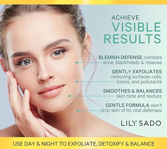 LILY SADO TEA+C™ Green Tea & Vitamin C Face Cleanser – Natural Vegan Antioxidant Daily Face Wash with Aloe, Rosehip, Meadowfoam - Gentle Deep Cleansing for Acne, Blackheads, Blemishes. 8 oz-GlimoraGlow