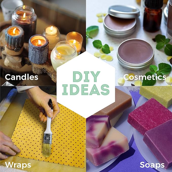 HUNNYBEE Beeswax Pellets 2LB, 100% Pure Bees Wax for DIY Candles, Skin, Body Cream, Face, and Hair Care, Lotions Deodorant, Lip Balm and Soap Making (Yellow, 2 lbs)-GlimoraGlow