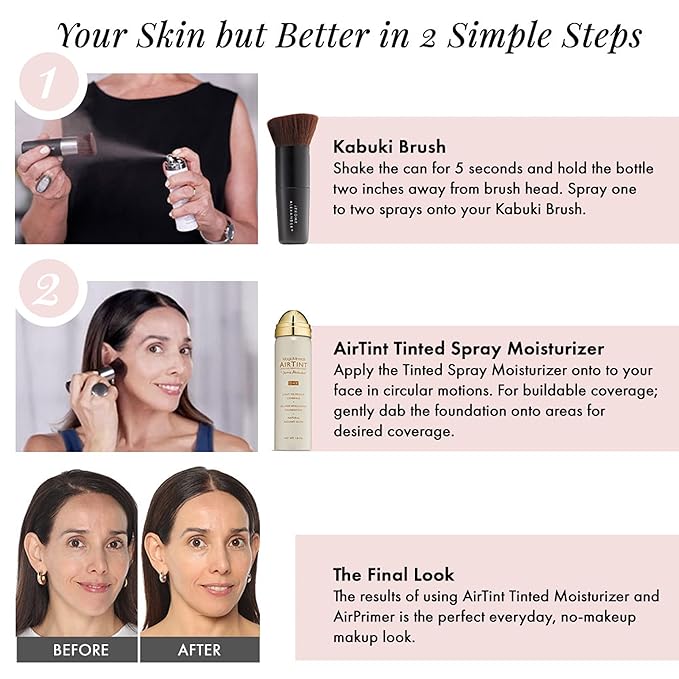 Jerome Alexander MagicMinerals AirTint Tinted Moisturizer AirBrush Spray Light | Tinted Moisturizer Spray with Anti-Aging Ingredients | Light Medium |2PC-GlimoraGlow