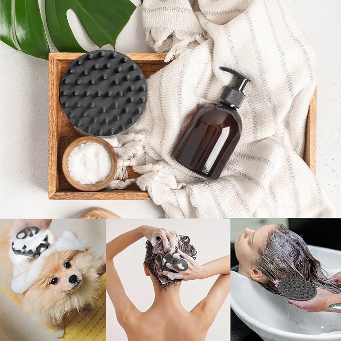 INNERNEED Scalp Care Massager Shampoo Brush, Wet & Dry Manual Head Scrubber Hair Washing, Soft Silicone Bristles, for Hair Growth, Dandruff Removal, Comfortable for All Hair Types (Black)-GlimoraGlow