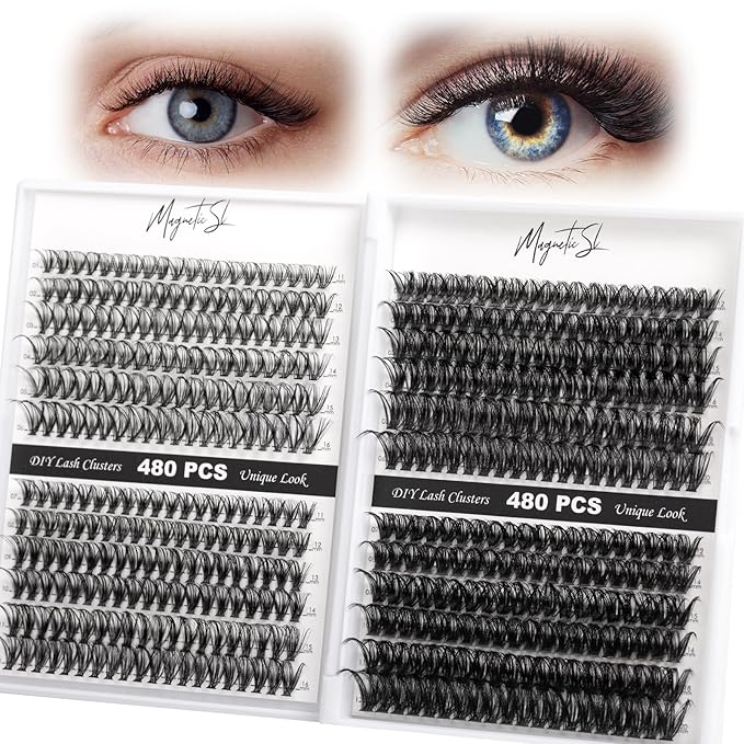 Lash Clusters 480 Clusters 60D 80D Thick Eyelash Extension 30D 40D Individual Eyelashes D Curl 11-20mm False Eyelash Multi-Style DIY Lash Extensions for Beginners(30D-80D-D, 11-20MIX)-GlimoraGlow