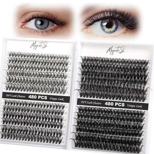 Lash Clusters 480 Clusters 60D 80D Thick Eyelash Extension 30D 40D Individual Eyelashes D Curl 11-20mm False Eyelash Multi-Style DIY Lash Extensions for Beginners(30D-80D-D, 11-20MIX)-GlimoraGlow