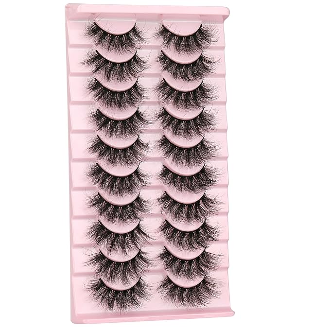 FANXITON Mink Lashes False Eyelashes Dramatic Full Mink Lashes Wispy 19 MM Natural Look 3D Fake Eyelashes 10 Pairs Pack-GlimoraGlow