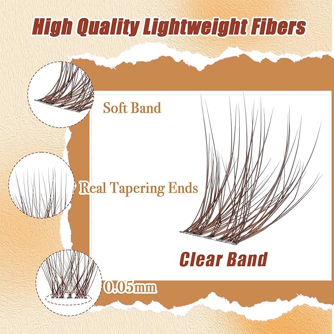 Lash Clusters - Dark Brown Lashes 360PCS Natural Wispy Fluffy Eyelash Clusters 8-16 MM Eyelash Extensions D Curl Faux Mink Lash Extensions DIY at Home-GlimoraGlow