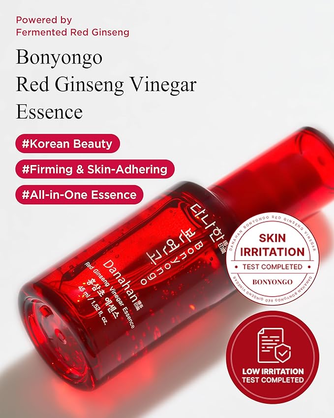 Bonyongo Red Ginseng Vinegar Essence– Revitalizing & Intensive Nourishing for All Skin Types - Hydrated and Glowing Skin with Fermented Red Ginseng - Korean Skincare, 1.5 fl.oz.-GlimoraGlow