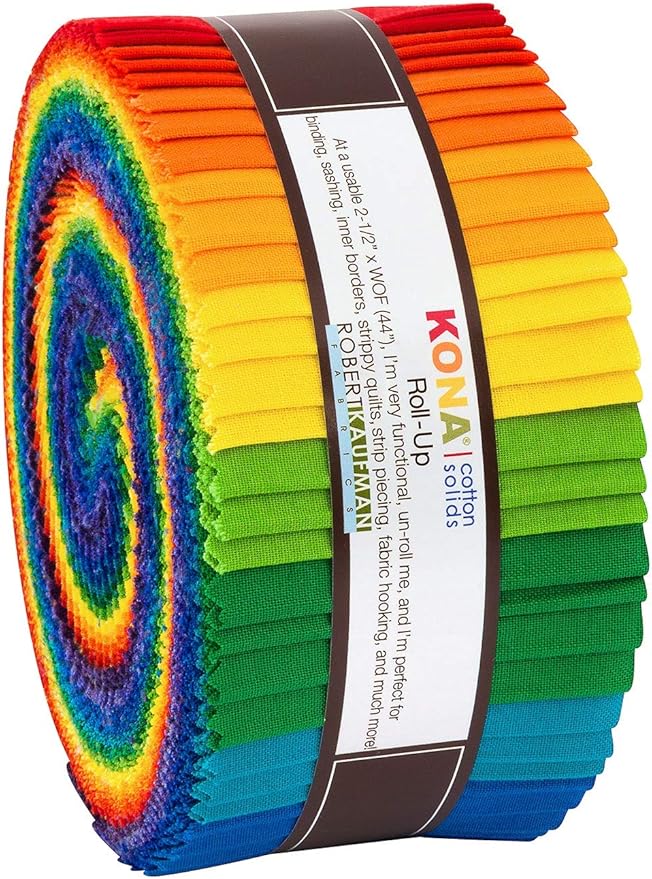 2-1/2in Strips Kona Cotton Bright Rainbow Palette, 40pcs/Bundle-GlimoraGlow