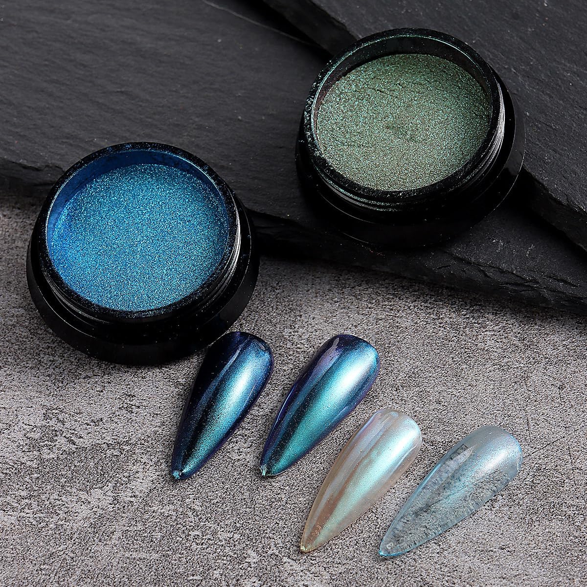 10Pcs Chrome Nail Powder Set, Holographic Unicorn Laser Nail Powder, Aurora Mermaid Iridescent Chameleon Mirror Effect Pigment Glitter Dust for Salon Home Nail Art DIY Decorations-GlimoraGlow