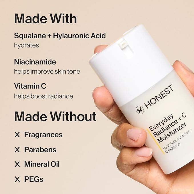 Honest Beauty Everyday Radiance Vitamin C Lightweight Moisturizer | Brightens + Improves Skin Tone | Gentle for Sensitive Skin, Fragrance Free, Vegan | 1.7 fl oz-GlimoraGlow