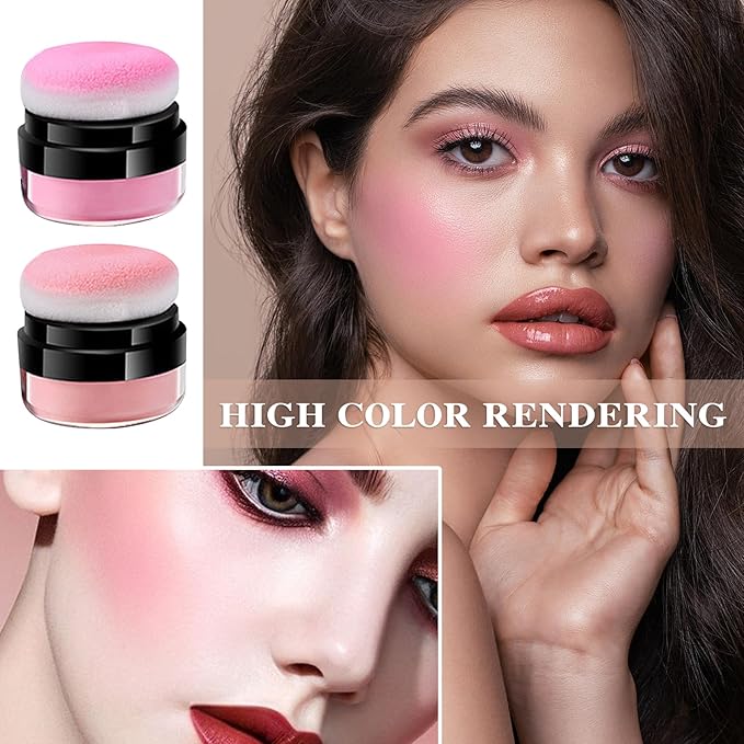 2 Colors Blush Stick,Multi-Use Cream Blush,Waterproofing Highly Pigmented Makeup Stick,Moisturizing Makeup Cream Set A6-GlimoraGlow