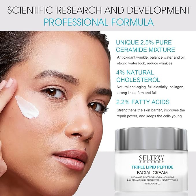 Nodfens Triple Lipid Peptide Cream for Anti-Aging, Restores & Repairs Mature Skin for Radiant, Smooth Complexion - Advanced Strength Recovery Face Moisturizer Cream-GlimoraGlow
