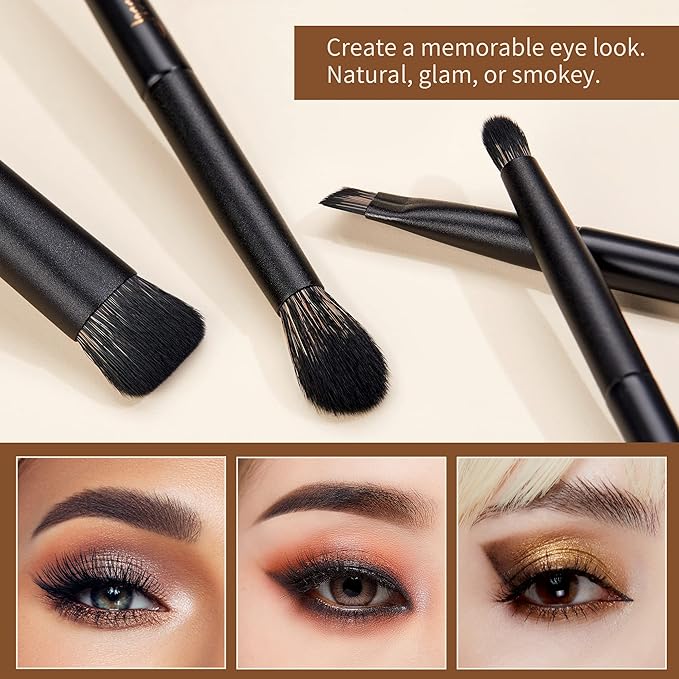 Makeup Brushes Set Jessup Make up Brushes 14Pcs Black Kabuki Foundation Eyeshadow Contour Concealer Powder Eyeliner Crease Eyebrow Blending Brush, T336-GlimoraGlow